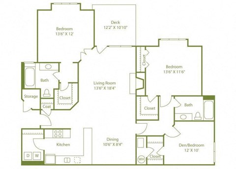 3 Bed 2 Bath Floor Plan at Wynfield Trace, Peachtree Corners, Georgia